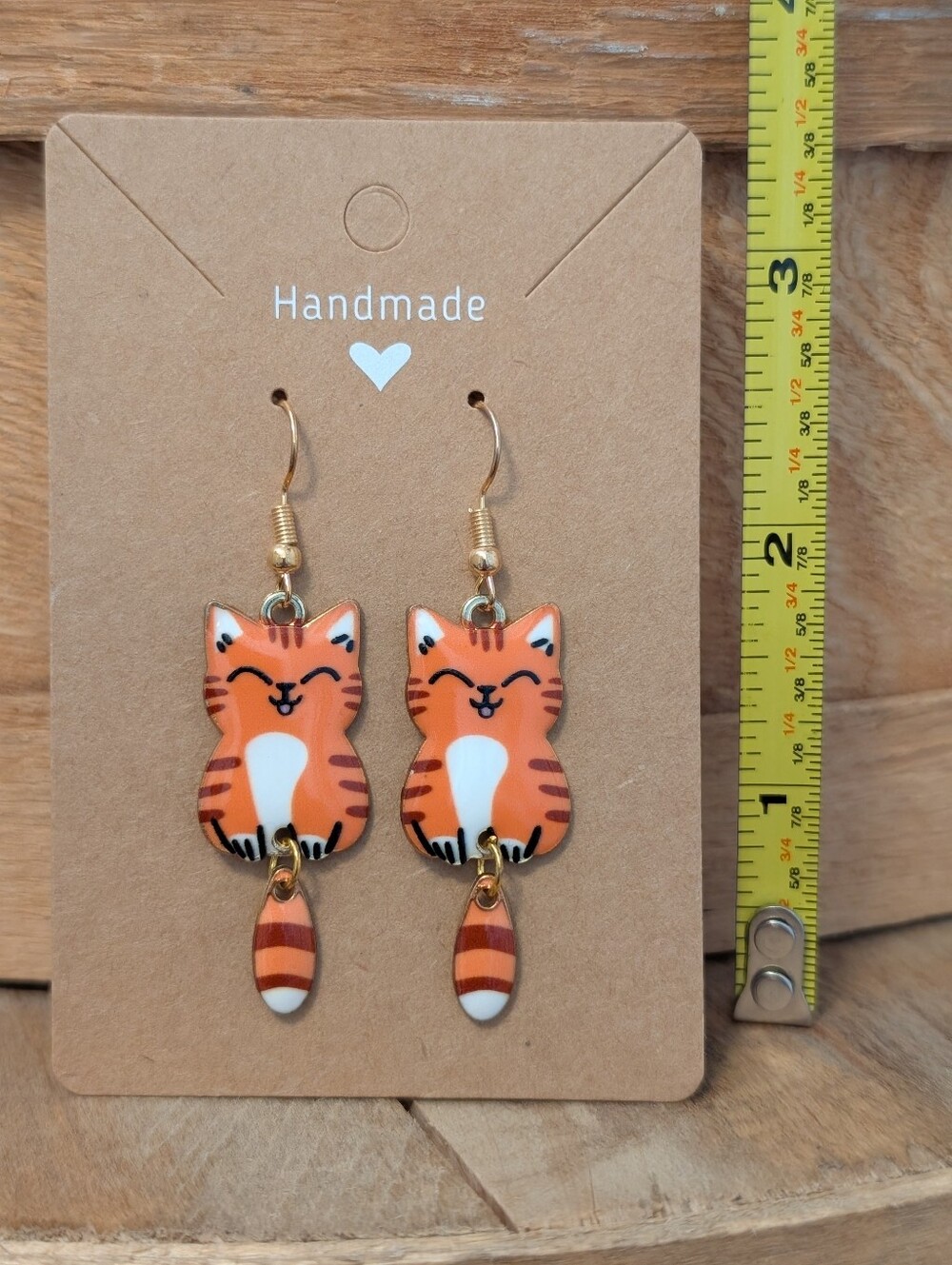 Cat Enamel Metal Earrings NEW